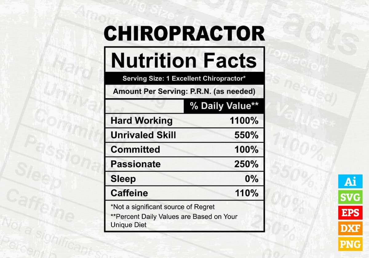 Chiropractor Nutrition Facts Editable Vector T-shirt Design in Ai Svg Files