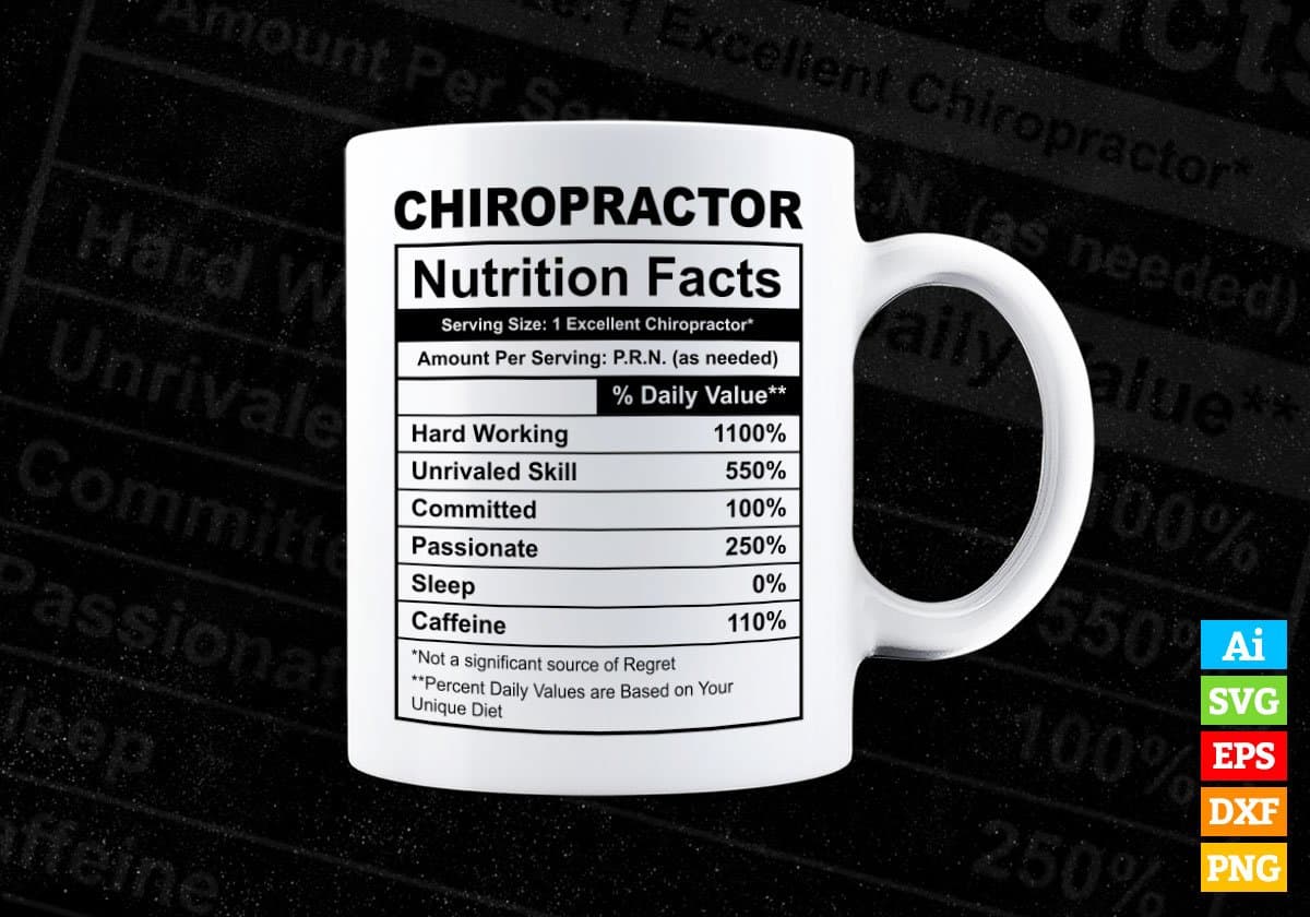 Chiropractor Nutrition Facts Editable Vector T-shirt Design in Ai Svg Files