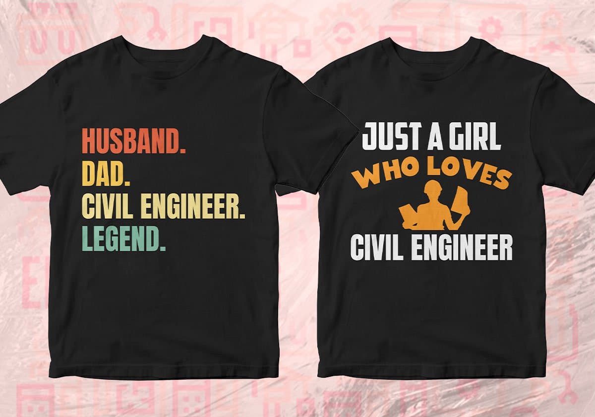 Civil Engineer 25 Editable T-shirt Designs Bundle