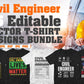 Civil Engineer 25 Editable T-shirt Designs Bundle
