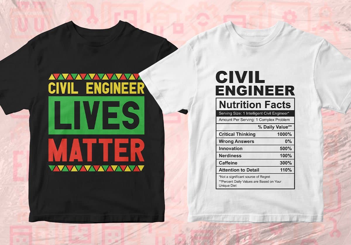 Civil Engineer 25 Editable T-shirt Designs Bundle