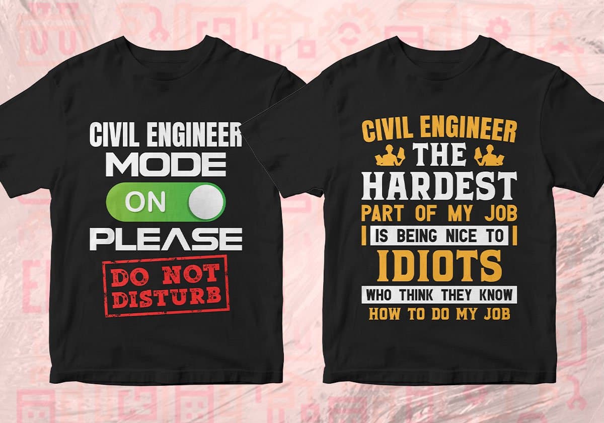 Civil Engineer 25 Editable T-shirt Designs Bundle