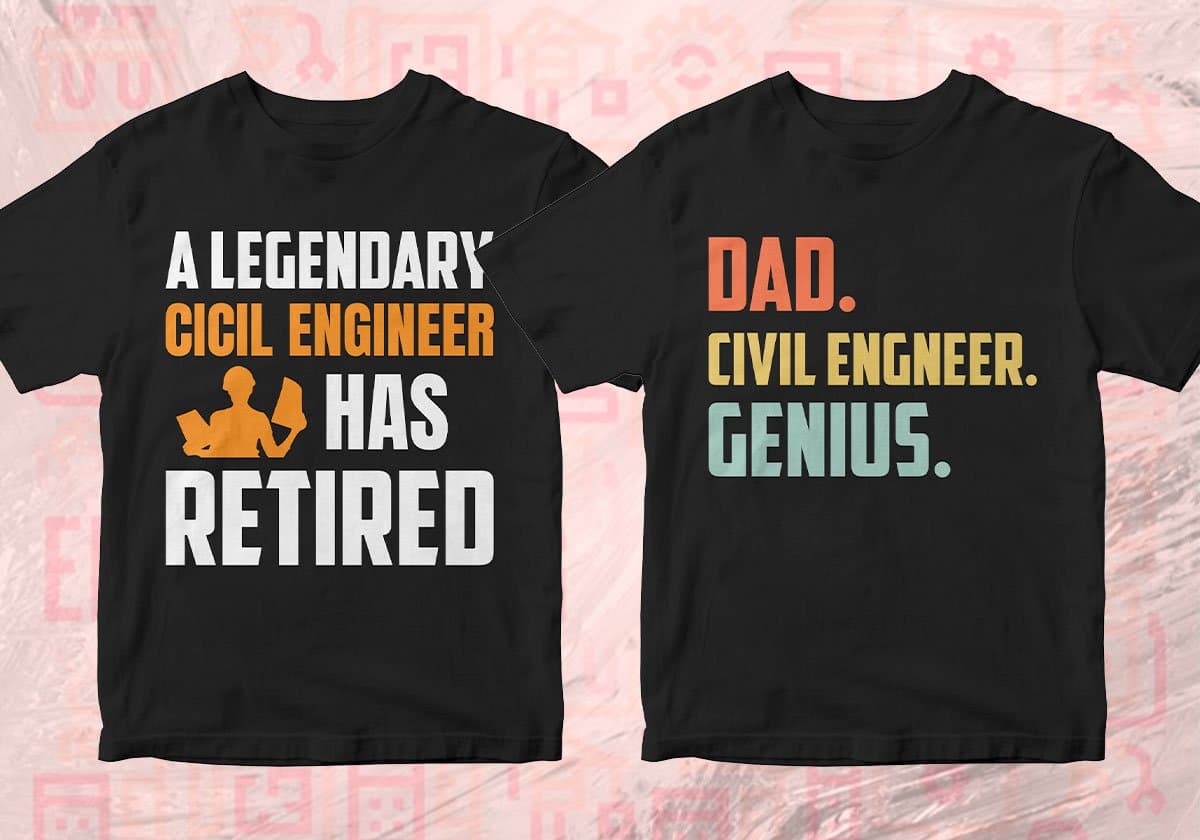 Civil Engineer 25 Editable T-shirt Designs Bundle