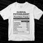Clinical Psychologist Nutrition Facts Editable Vector T-shirt Design in Ai Svg Files