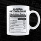 Clinical Psychologist Nutrition Facts Editable Vector T-shirt Design in Ai Svg Files