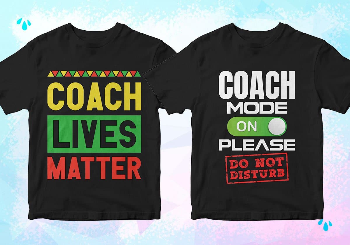 Coach 25 Editable T-shirt Designs Bundle