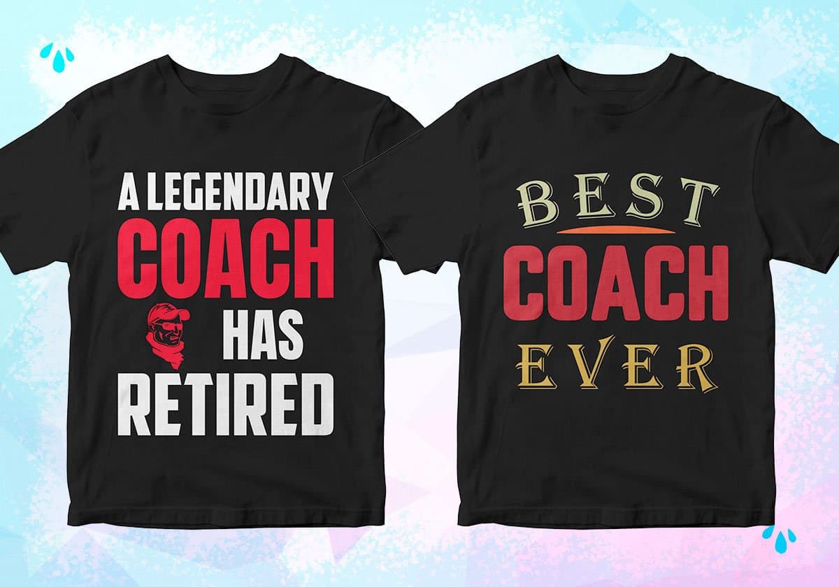 Coach 25 Editable T-shirt Designs Bundle