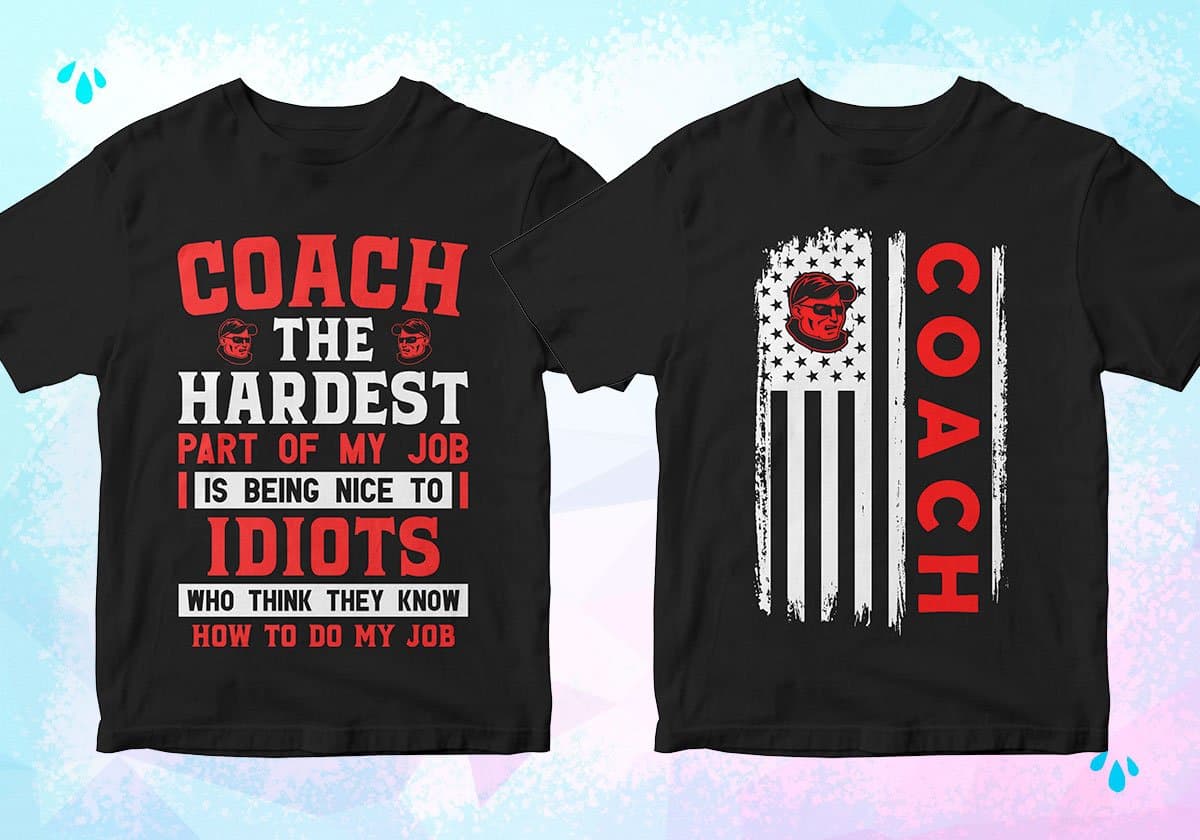 Coach 25 Editable T-shirt Designs Bundle