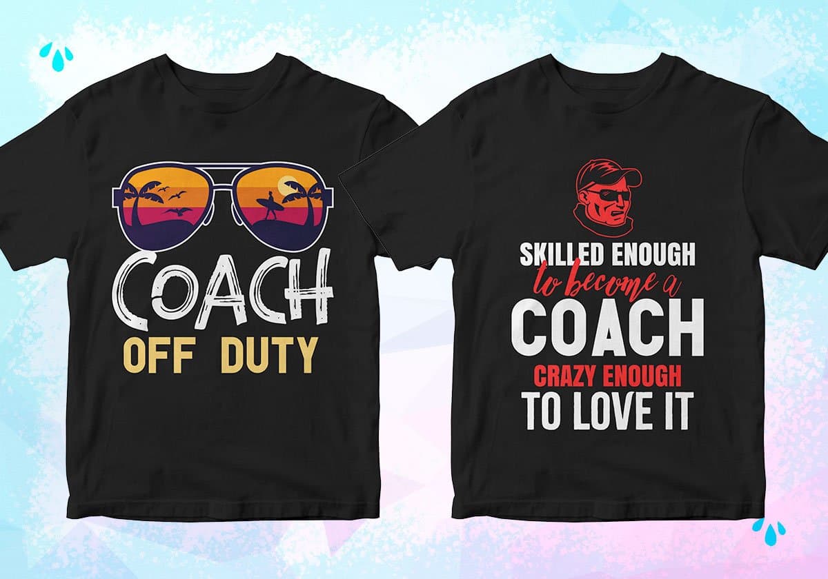 Coach 25 Editable T-shirt Designs Bundle