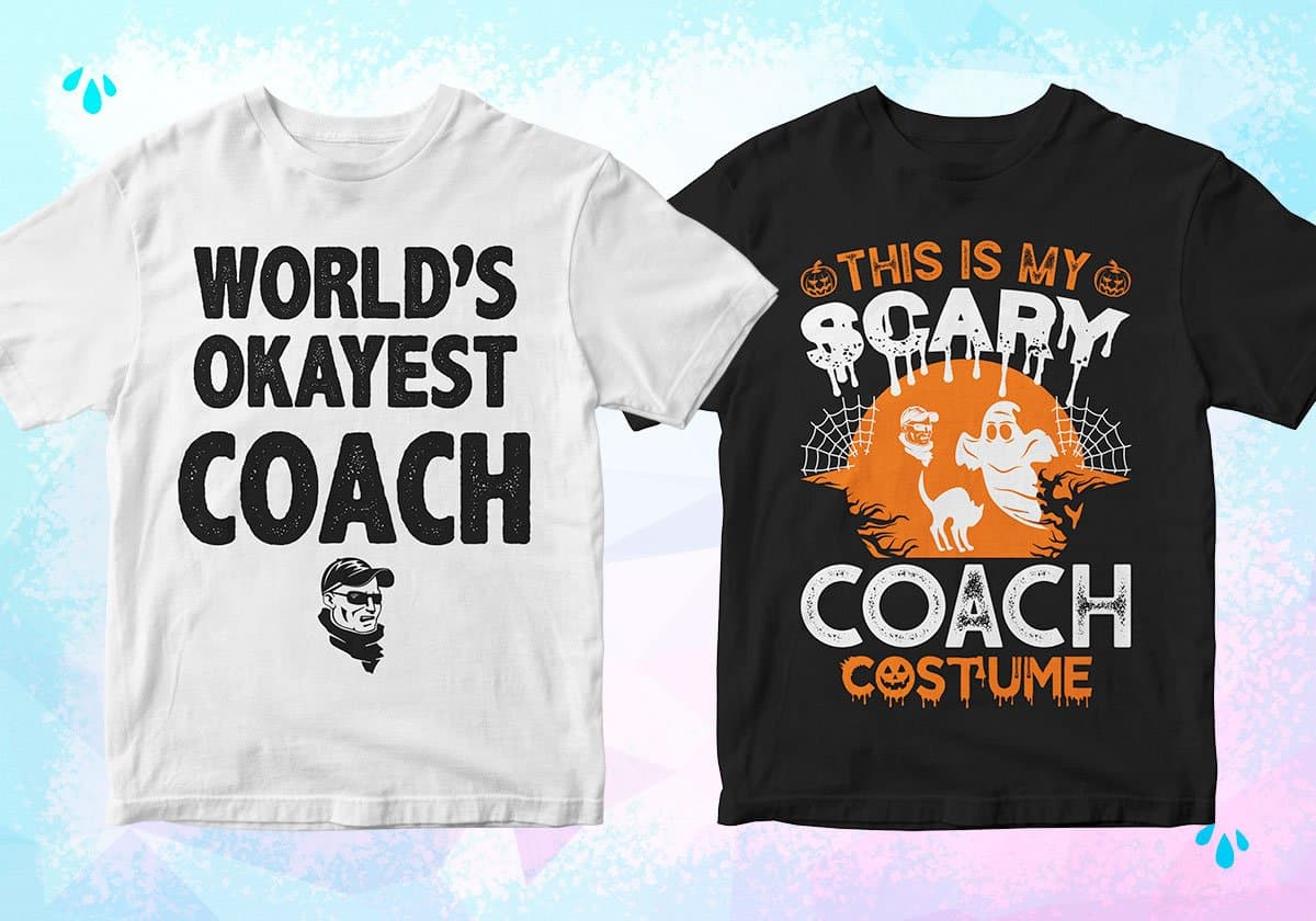 Coach 25 Editable T-shirt Designs Bundle