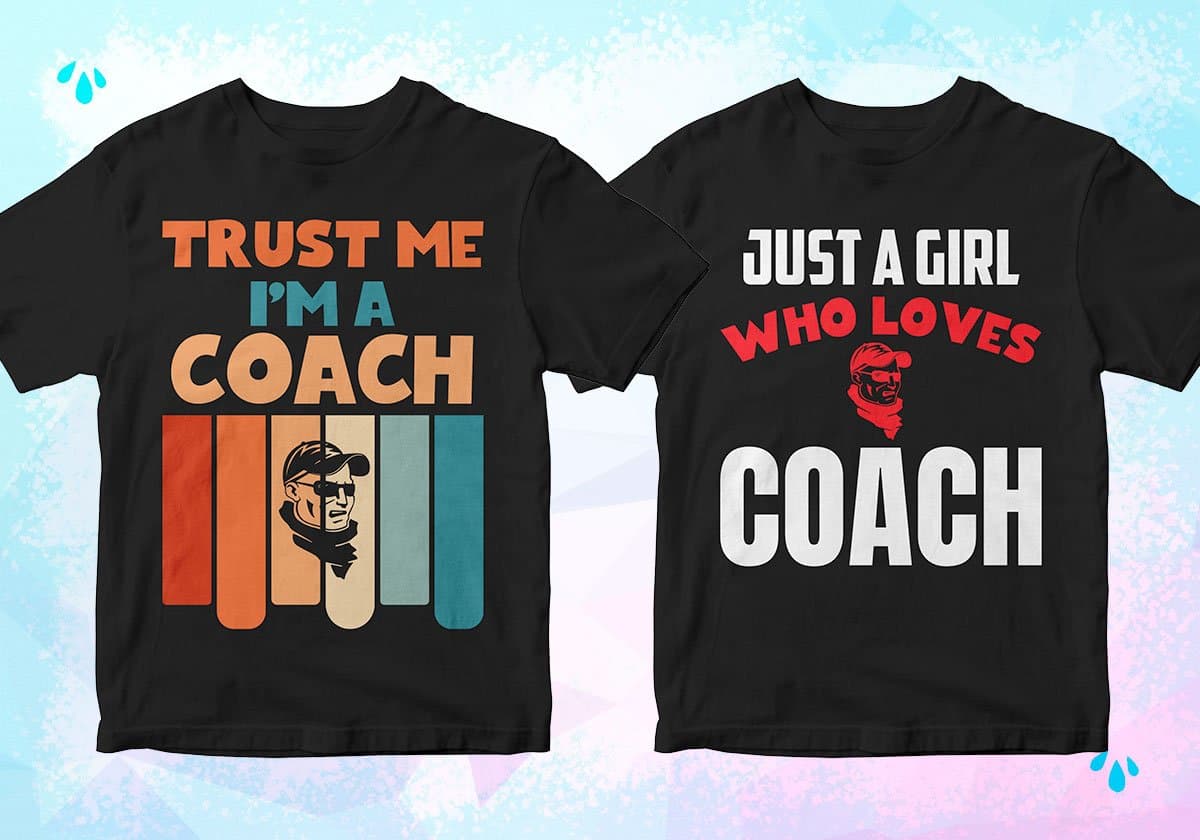 Coach 25 Editable T-shirt Designs Bundle