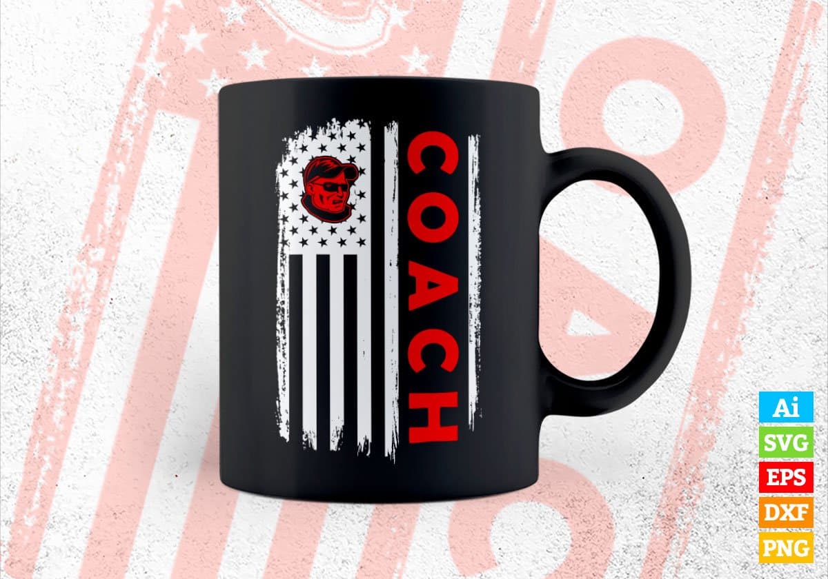 Coach USA Flag Proud Professions Gift Editable Vector T-shirt Design in Ai Svg Files