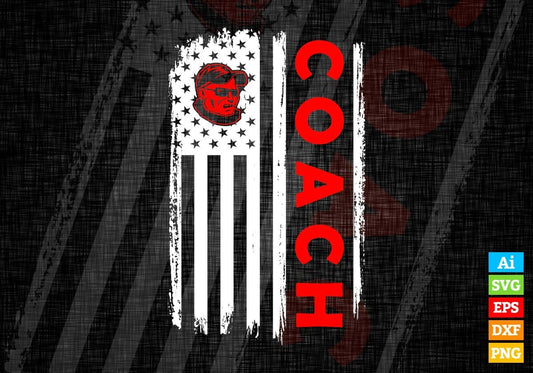 Coach USA Flag Proud Professions Gift Editable Vector T-shirt Design in Ai Svg Files