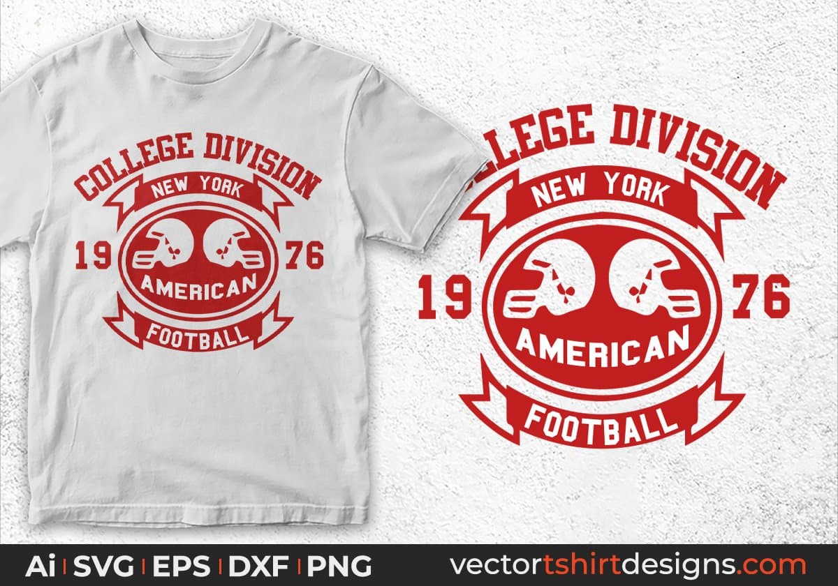 College Division New York 1976 American Football Editable T shirt Design Svg Cutting Printable Files