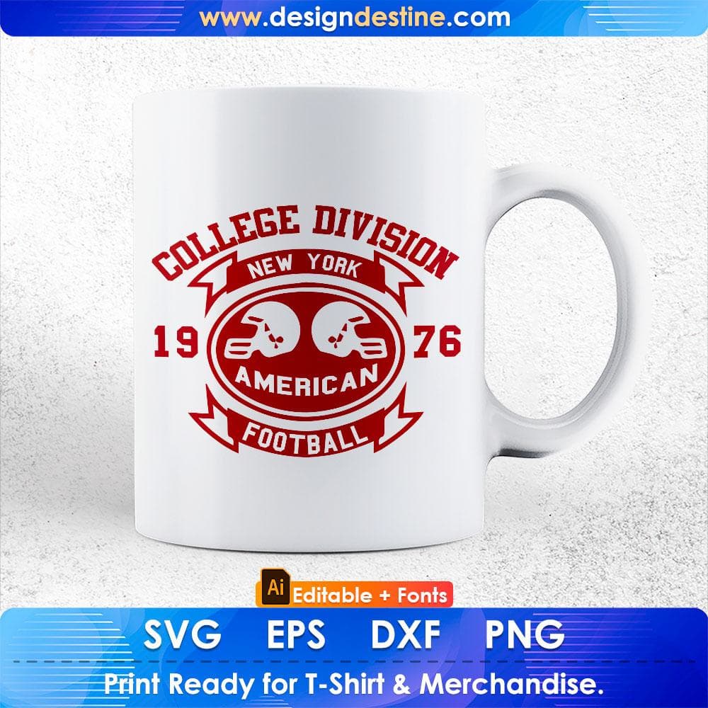 College Division New York 1976 American Football Editable T shirt Design Svg Cutting Printable Files