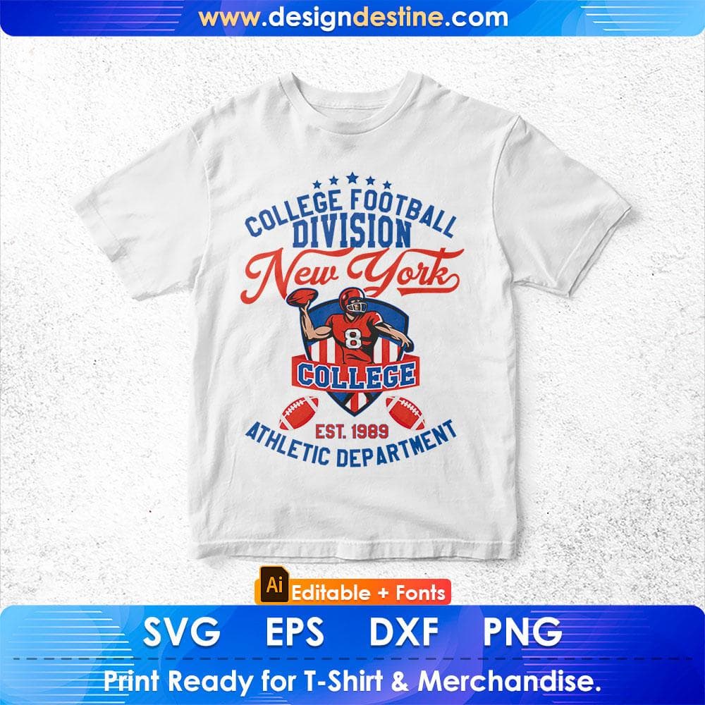 College Football Division New York College Athletic Department American Football Editable T shirt Design Svg Cutting Printable Files