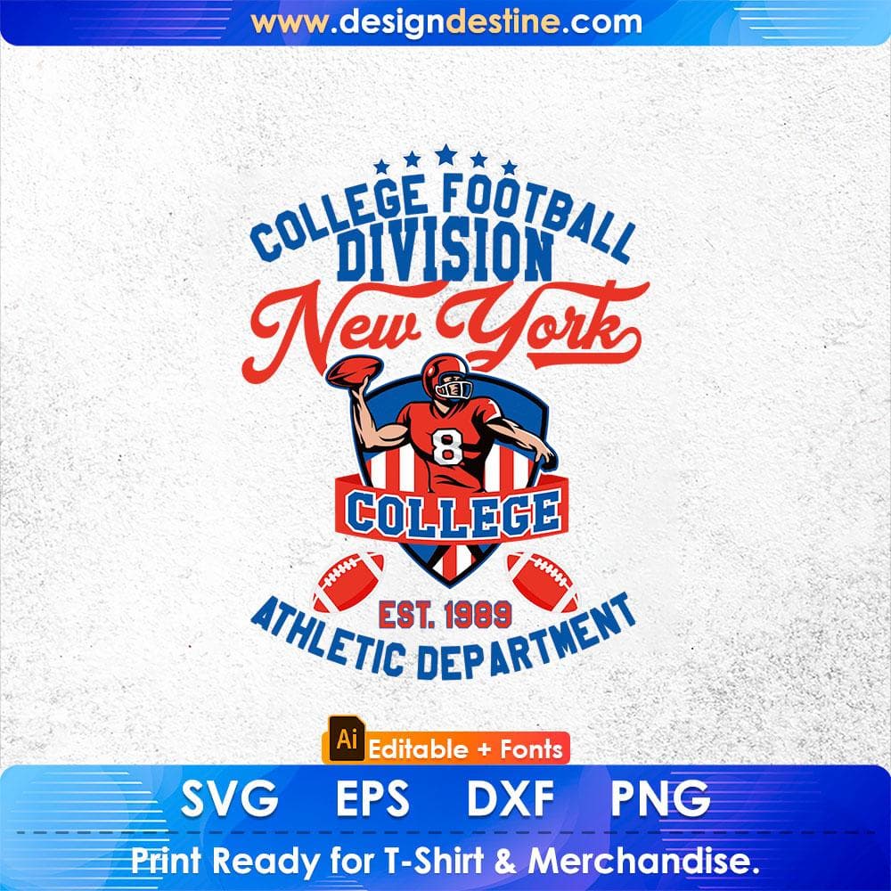 College Football Division New York College Athletic Department American Football Editable T shirt Design Svg Cutting Printable Files