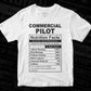 Commercial Pilot Nutrition Facts Editable Vector T-shirt Design in Ai Svg Files