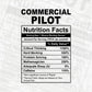 Commercial Pilot Nutrition Facts Editable Vector T-shirt Design in Ai Svg Files