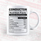 Conductor Nutrition Facts Editable Vector T-shirt Design in Ai Svg Files