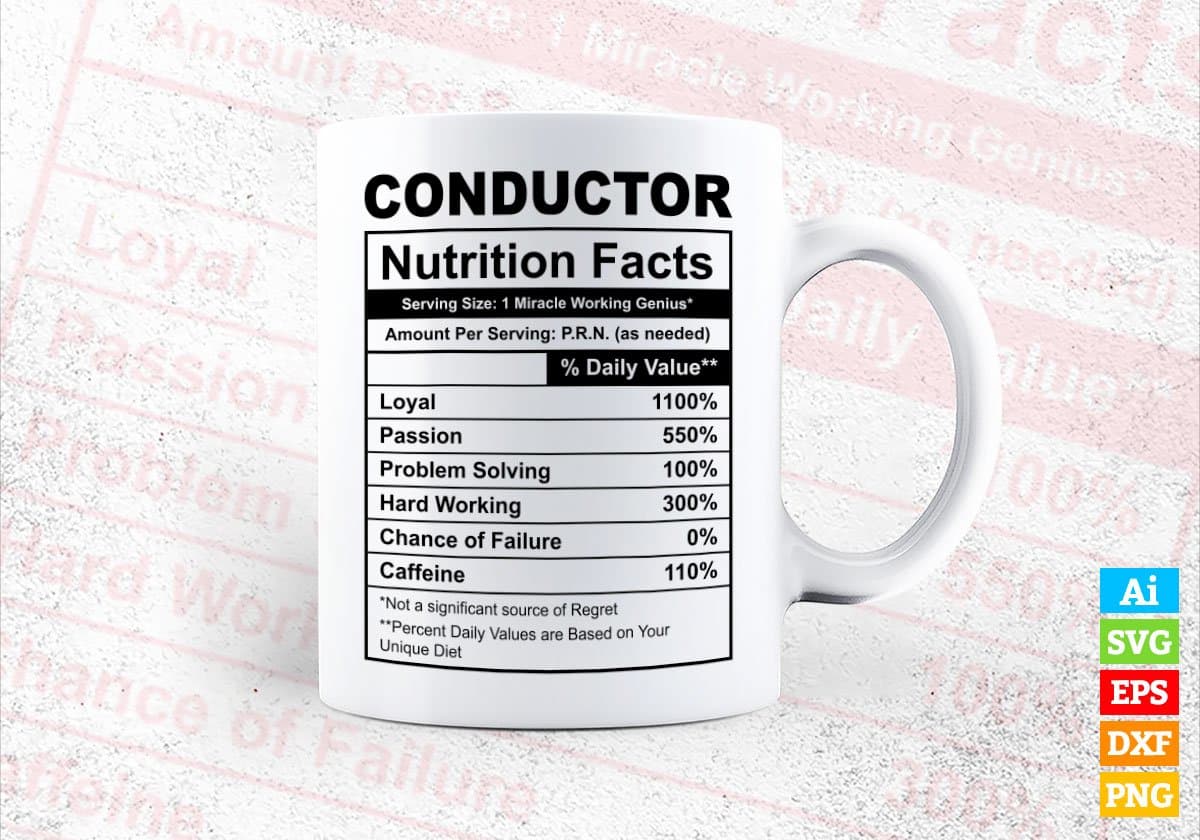 Conductor Nutrition Facts Editable Vector T-shirt Design in Ai Svg Files