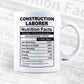 Construction Laborer Nutrition Facts Editable Vector T-shirt Design in Ai Svg Files