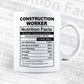 Construction Worker Nutrition Facts Editable Vector T-shirt Design in Ai Svg Files