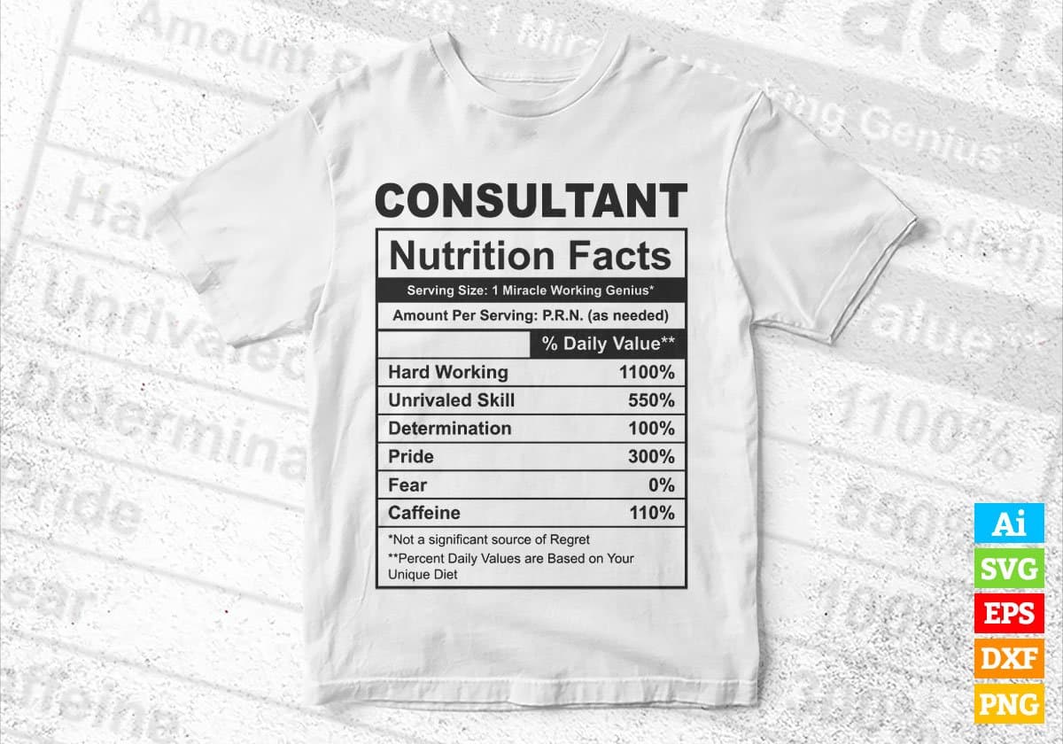 Consultant Nutrition Facts Editable Vector T-shirt Design in Ai Svg Files