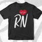 Cool Heartbeat Registered Nurse Rn Nursing Gift Editable T shirt Design In Ai Svg Files
