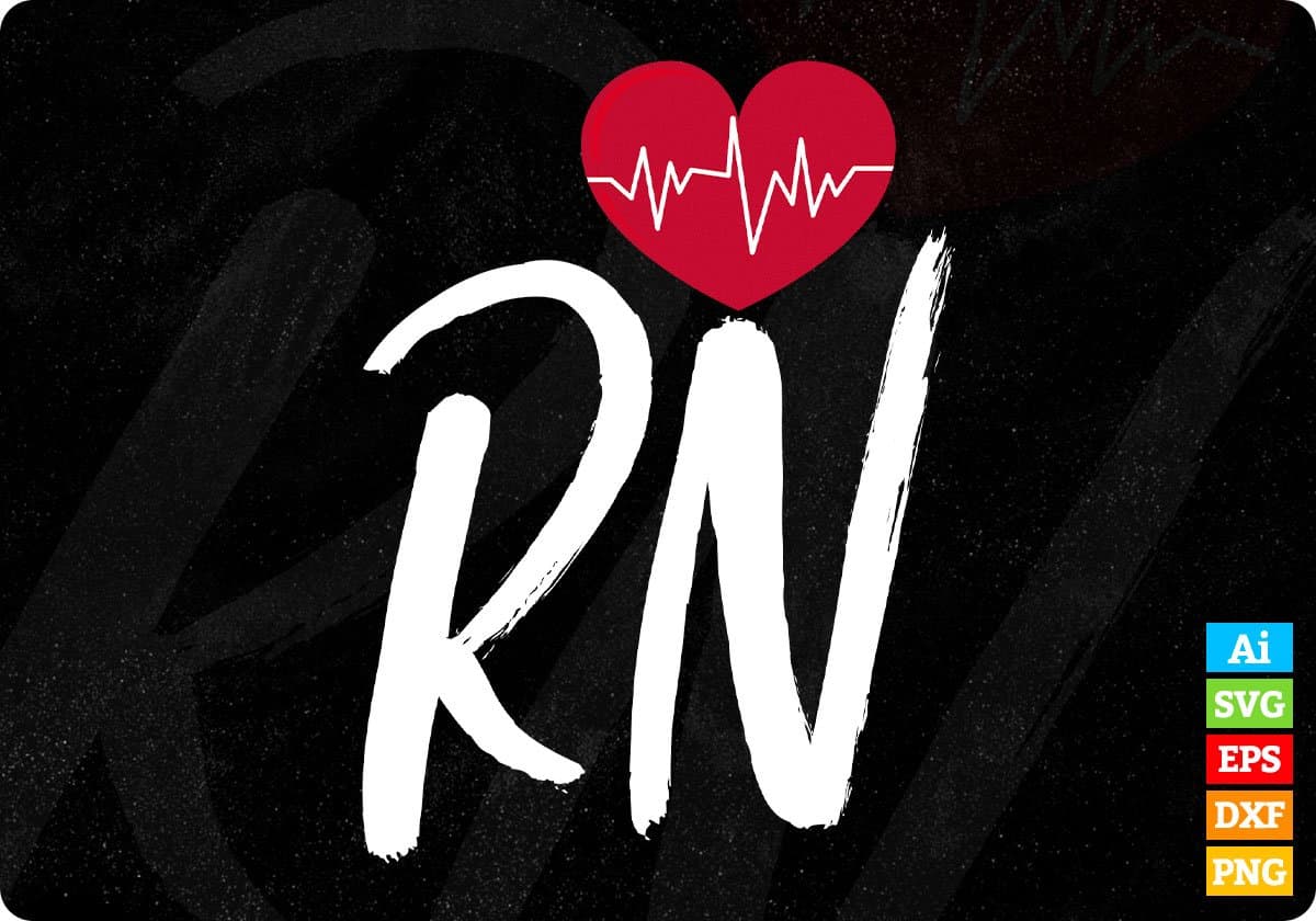 Cool Heartbeat Registered Nurse Rn Nursing Gift Editable T shirt Design In Ai Svg Files