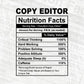 Copy Editor Nutrition Facts Editable Vector T-shirt Design in Ai Svg Files