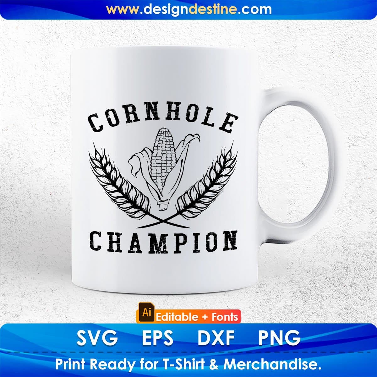 Cornhole Champion Editable T shirt Design In Ai Svg Png Cutting Printable Files