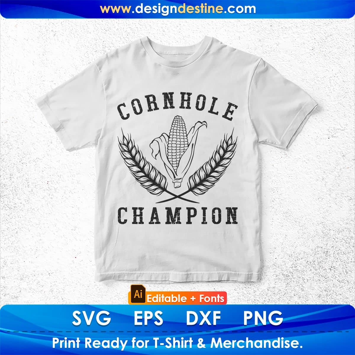 Cornhole Champion Editable T shirt Design In Ai Svg Png Cutting Printable Files