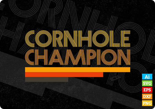 Cornhole Champion Editable T-shirt Design in Ai Svg Png Printable Files