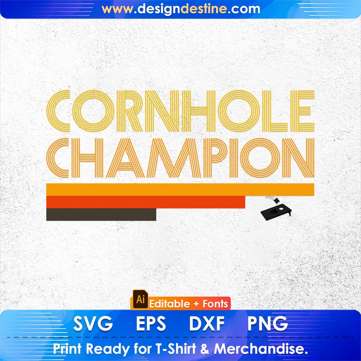 Cornhole Champion Editable T-shirt Design in Ai Svg Png Printable Files