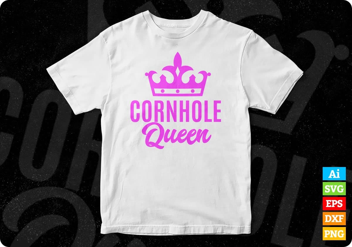 Cornhole Queen Beanbags Tossing Editable T-shirt Design in Ai Svg Printable Files