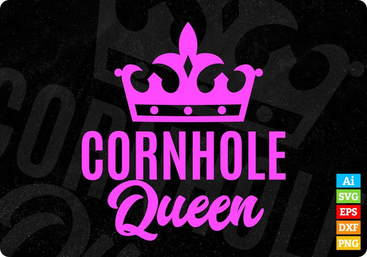 Cornhole Queen Beanbags Tossing Editable T-shirt Design in Ai Svg Printable Files