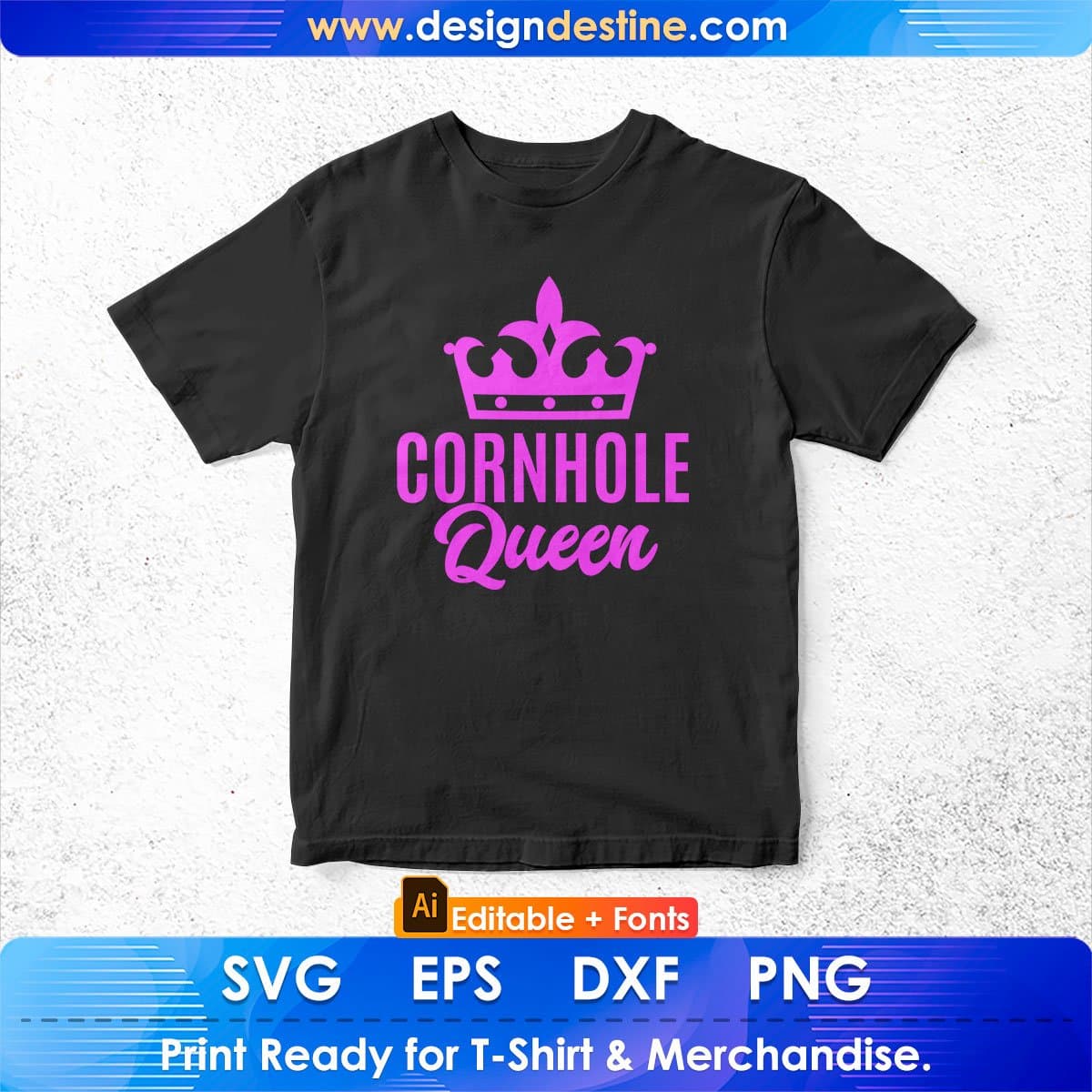Cornhole Queen Beanbags Tossing Editable T-shirt Design in Ai Svg Printable Files