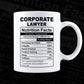 Corporate Lawyer Nutrition Facts Editable Vector T-shirt Design in Ai Svg Files