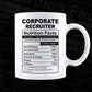 Corporate Recruiter Nutrition Facts Editable Vector T-shirt Design in Ai Svg Files