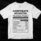 Corporate Recruiter Nutrition Facts Editable Vector T-shirt Design in Ai Svg Files