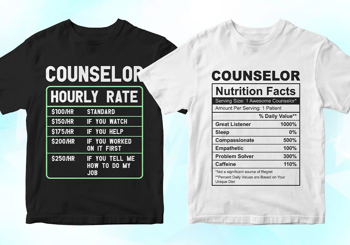 Counselor 25 Editable T-shirt Designs Bundle