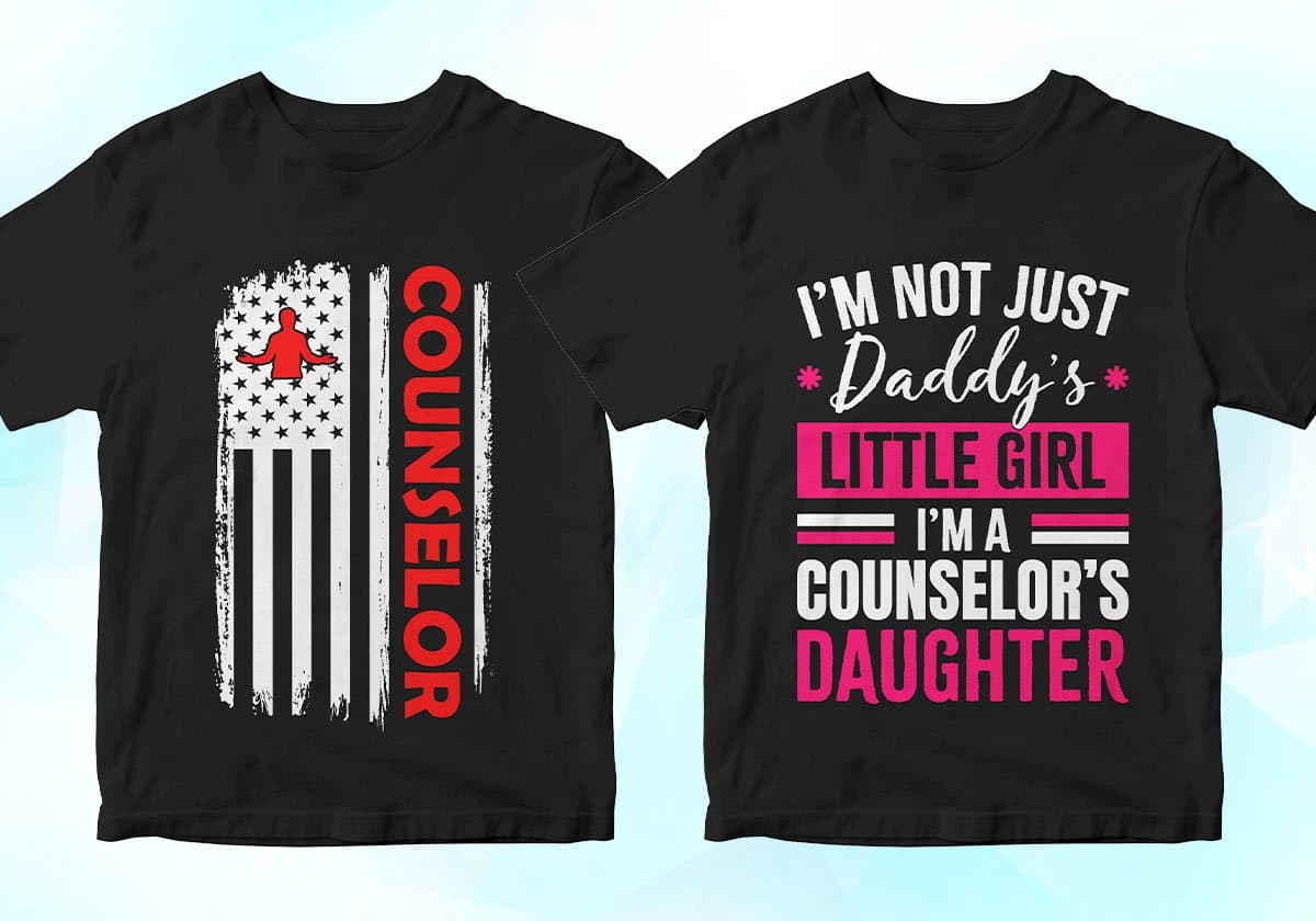 Counselor 25 Editable T-shirt Designs Bundle