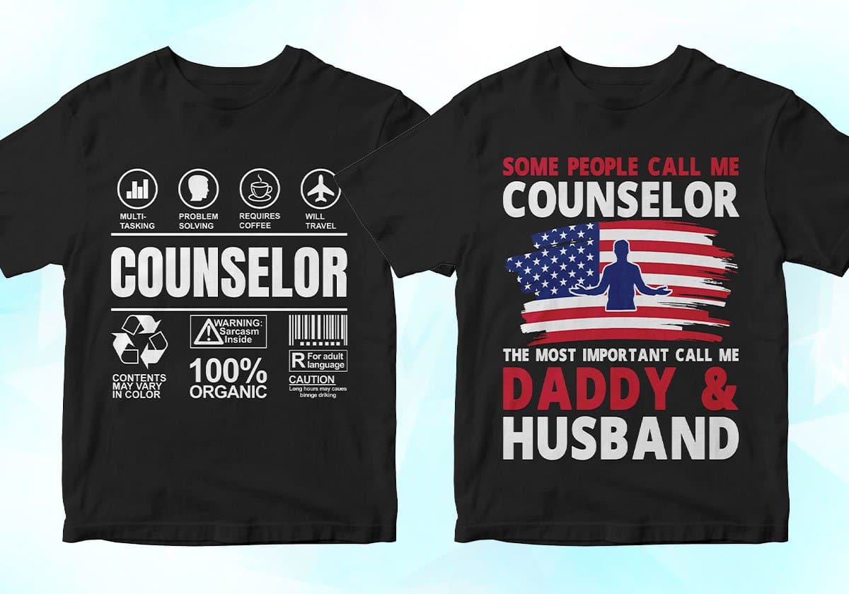 Counselor 25 Editable T-shirt Designs Bundle