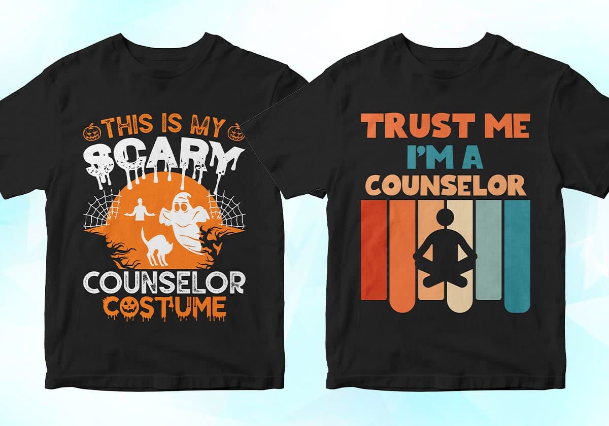 Counselor 25 Editable T-shirt Designs Bundle