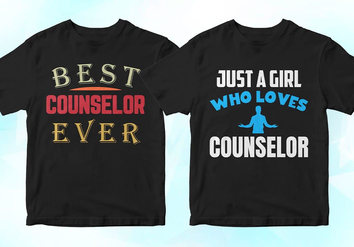 Counselor 25 Editable T-shirt Designs Bundle