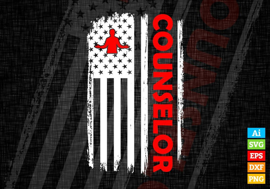 Counselor USA Flag Proud Professions Gift Editable Vector T-shirt Design in Ai Svg Files