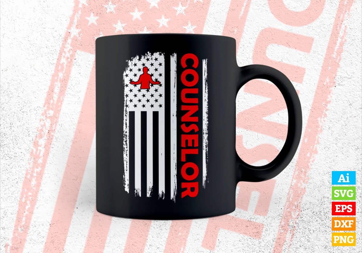 Counselor USA Flag Proud Professions Gift Editable Vector T-shirt Design in Ai Svg Files