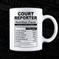 Court Reporter Nutrition Facts Editable Vector T-shirt Design in Ai Svg Files