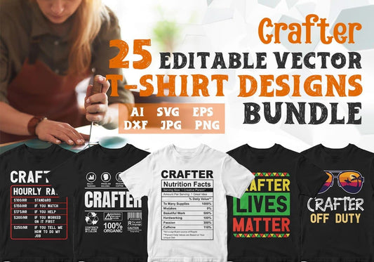 Crafter 25 Editable T-shirt Designs Bundle
